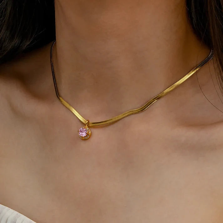 304Stainless Steel Zircon 18K Gold Necklace Wholesale