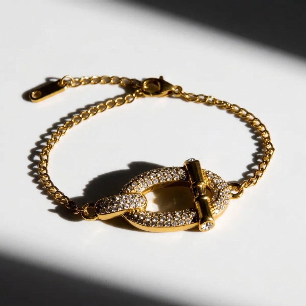 The Riviera PVD Gold Plated Interlocking Shimmer Chain
