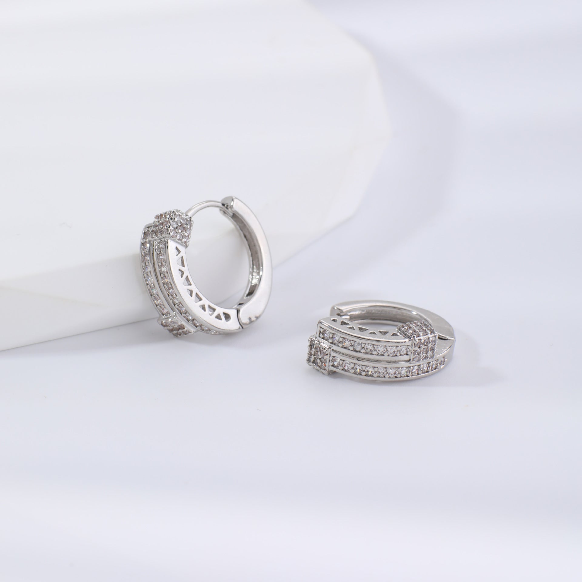Geometric Zircon Drop Earrings