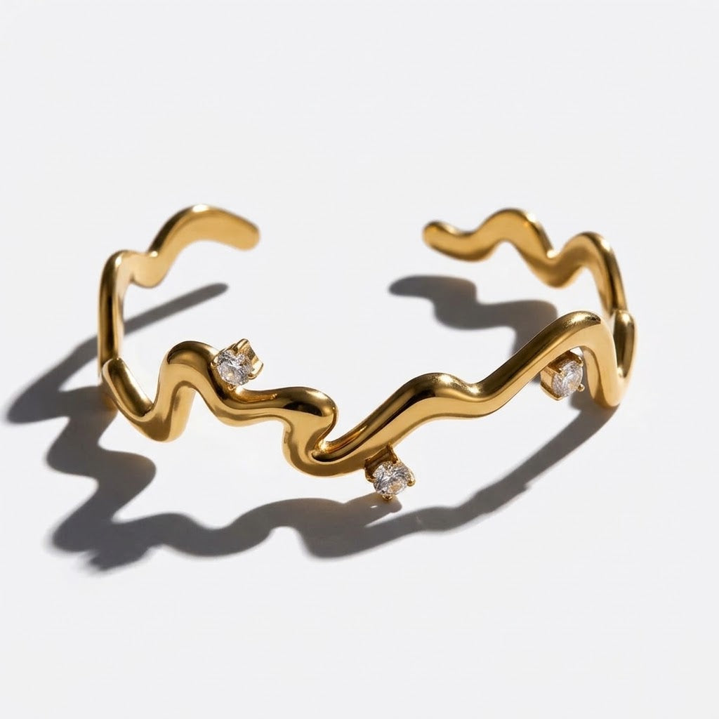 The Riviera Abstract Undulating PVD Coated Statement Band