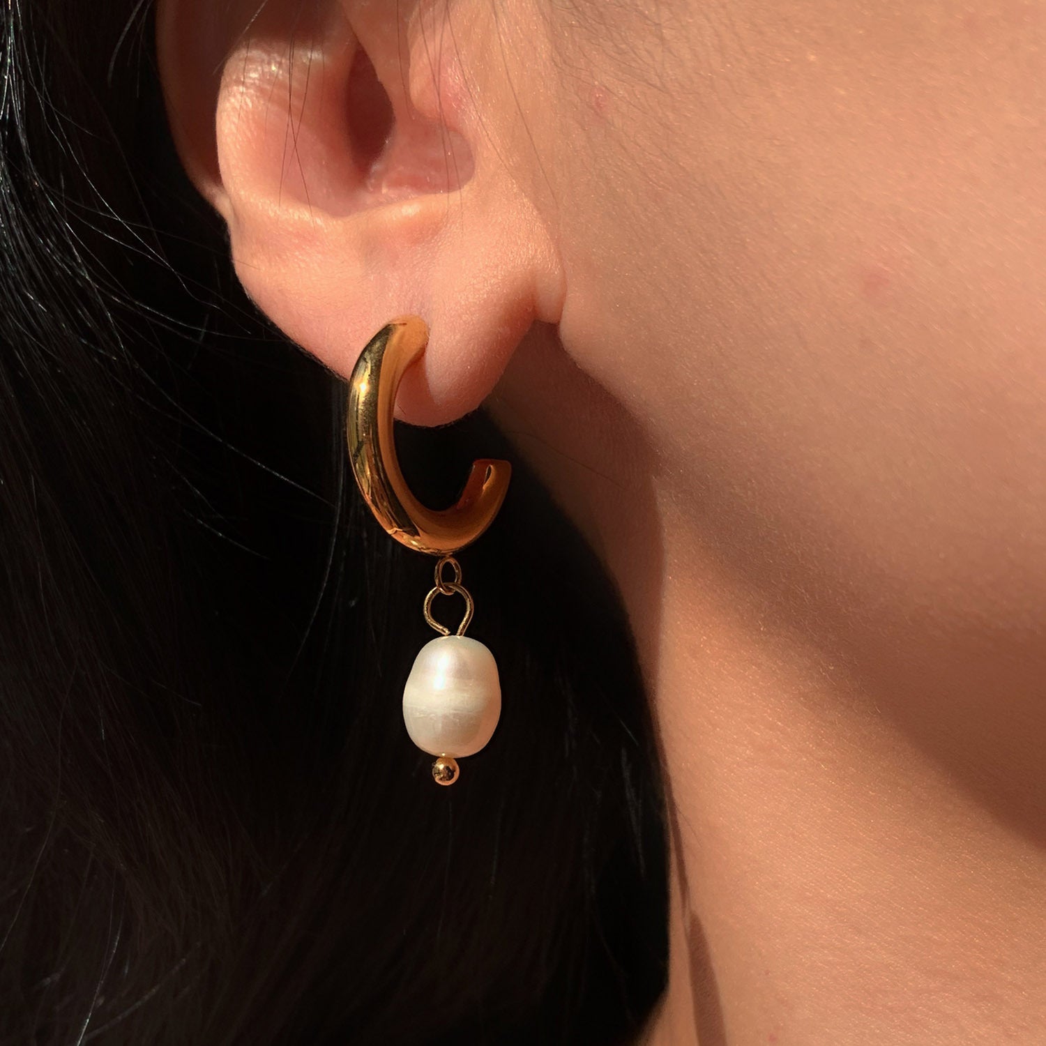 Aurelia Geometric 18K Gold Plated Hoop Earrings