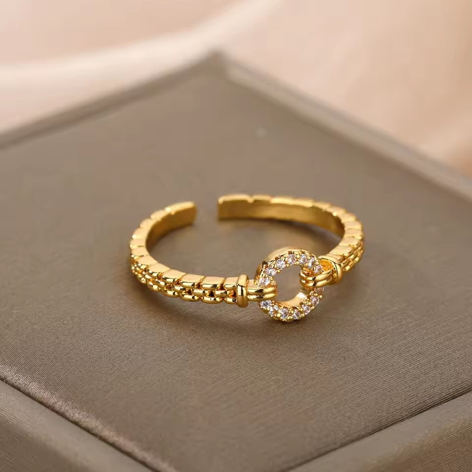 Sparkling Pave Circle Open Ring - Sophisticated Minimalism