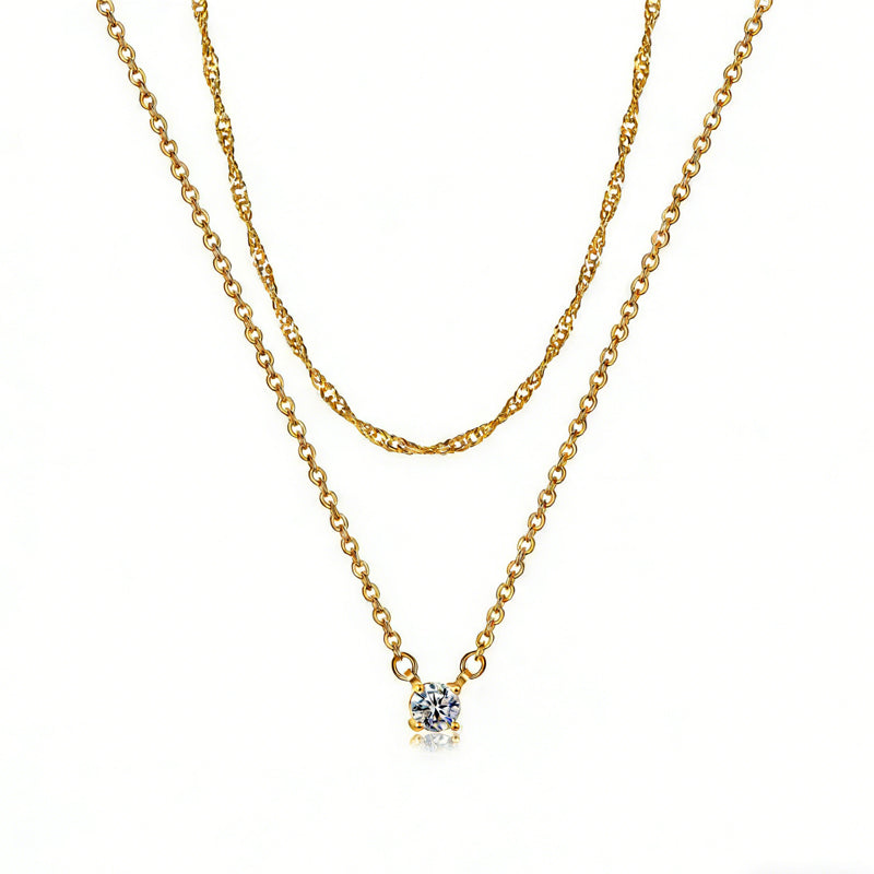 Minimalist 14K Gold Solitaire Necklace