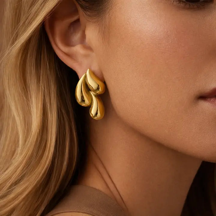 18K Gold Plated Waterproof Stainless Steel Stud Earrings