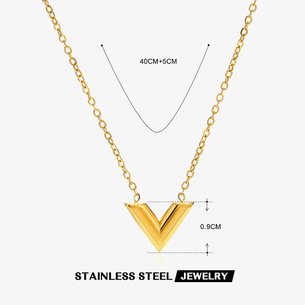 Elegant Minimalist V-Letter Jewelry Set - Tarnish-Free Titanium Steel