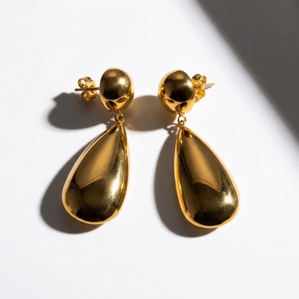 Hollow Water Droplet Drop Earrings