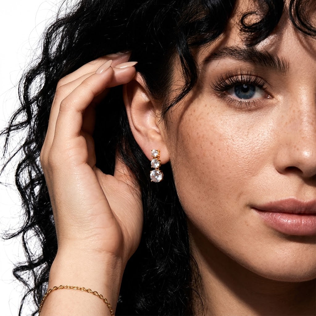 The Grace Tiered Zircon Drop Earrings