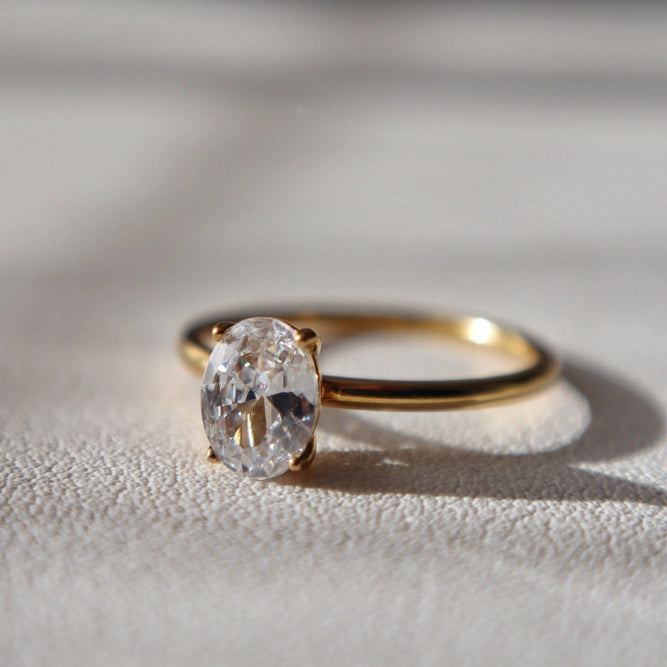 Oval Solitaire Ring | Zirconia Ring