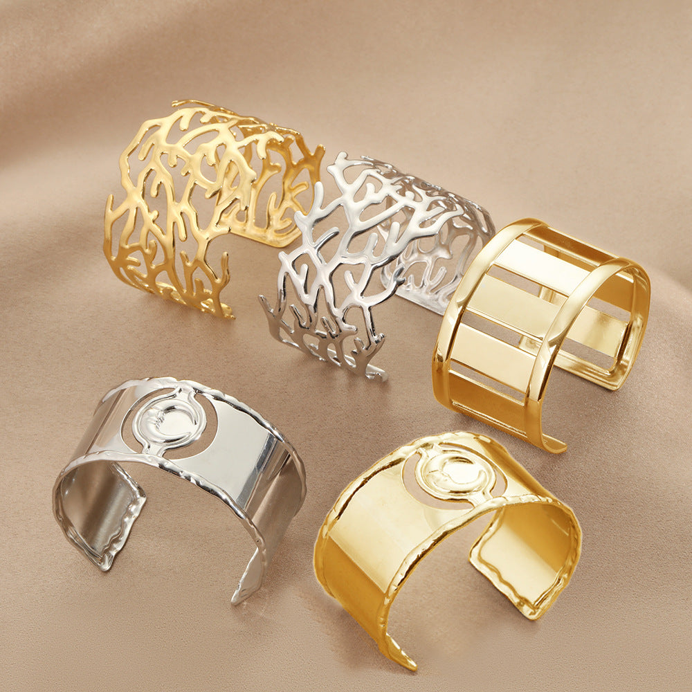 Sculptural Hollow Mesh Cuff Bracelet