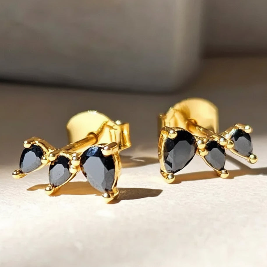 Onyx Pear Cut Earrings