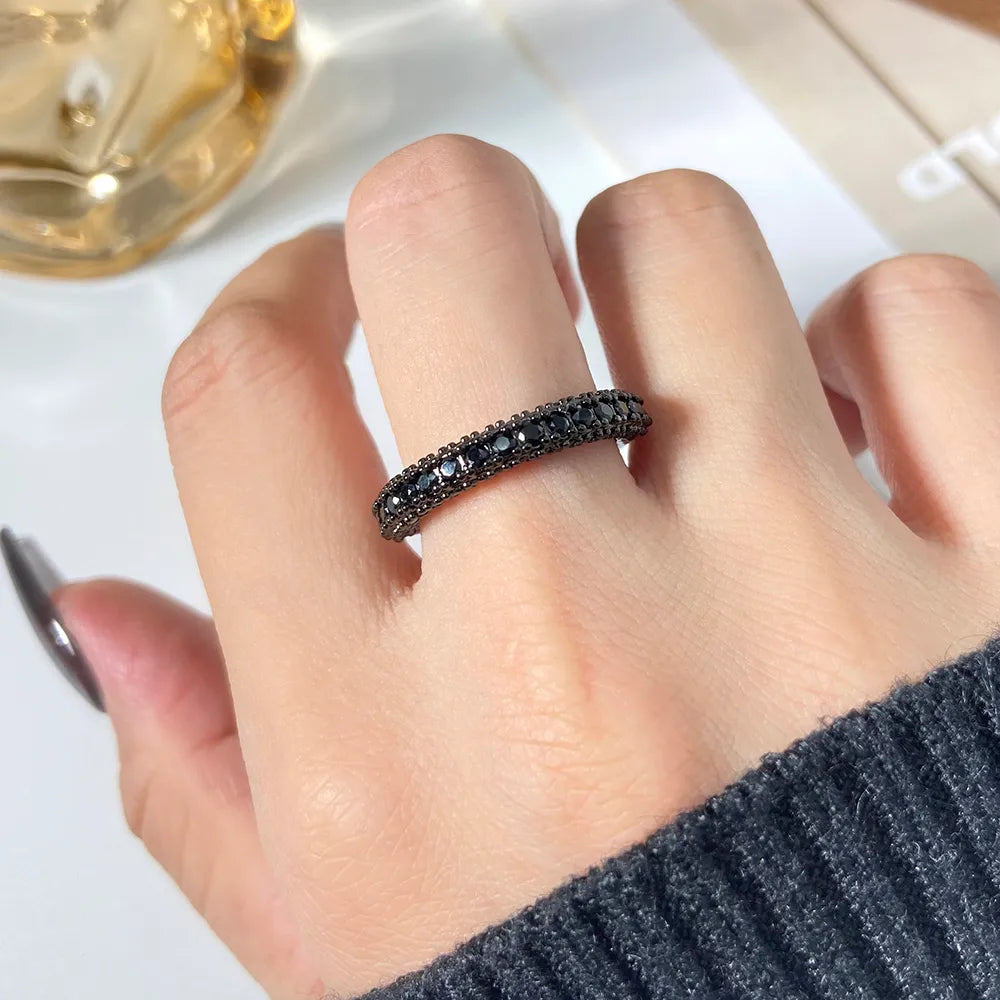 The Eclipse Shadow Cut Black Zircon Band