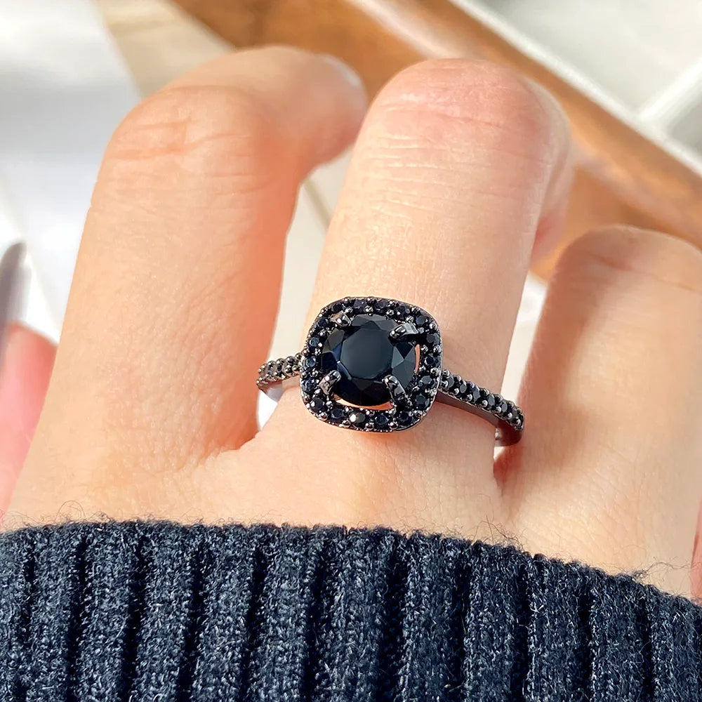 The Eclipse Shadow Cut Black Zircon Band