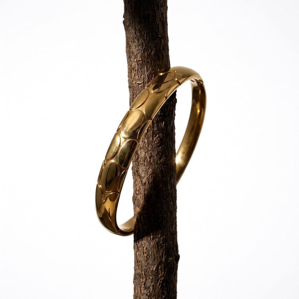 The Marina Chunky Scale Bangle | 18K Gold PVD