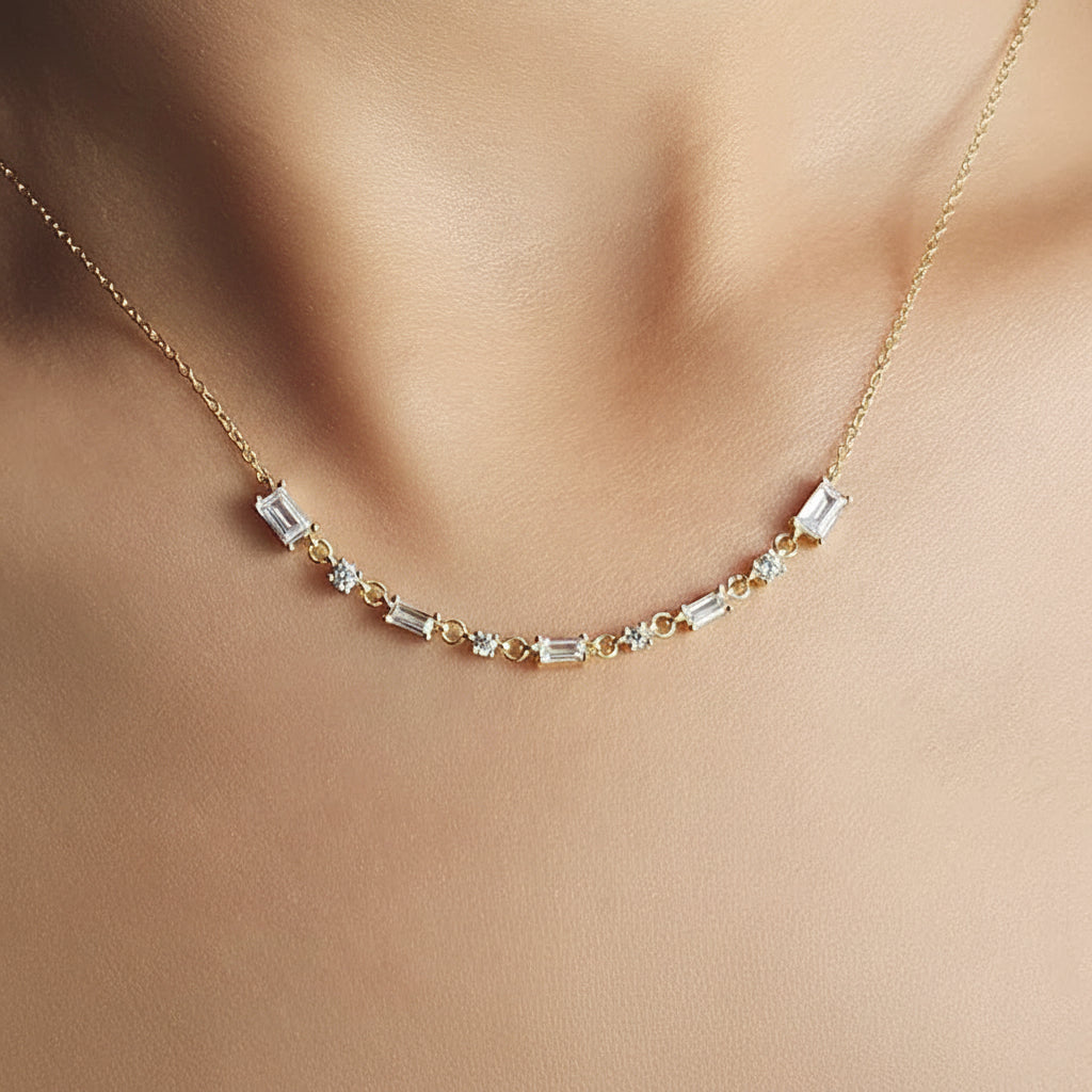 Multi Crystal Dainty Necklace