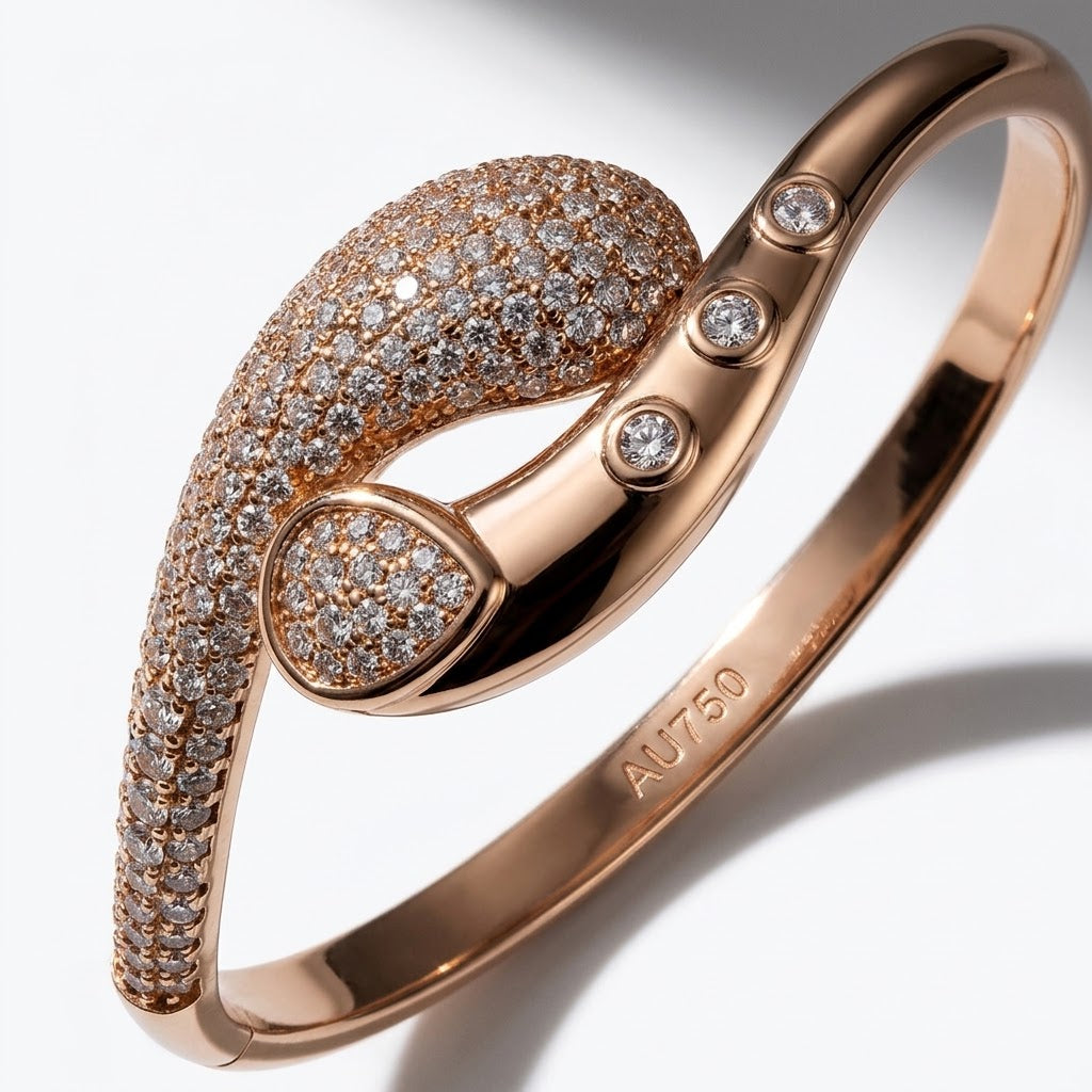 The Aurelia Sculpted Teardrop Bypass Bangle