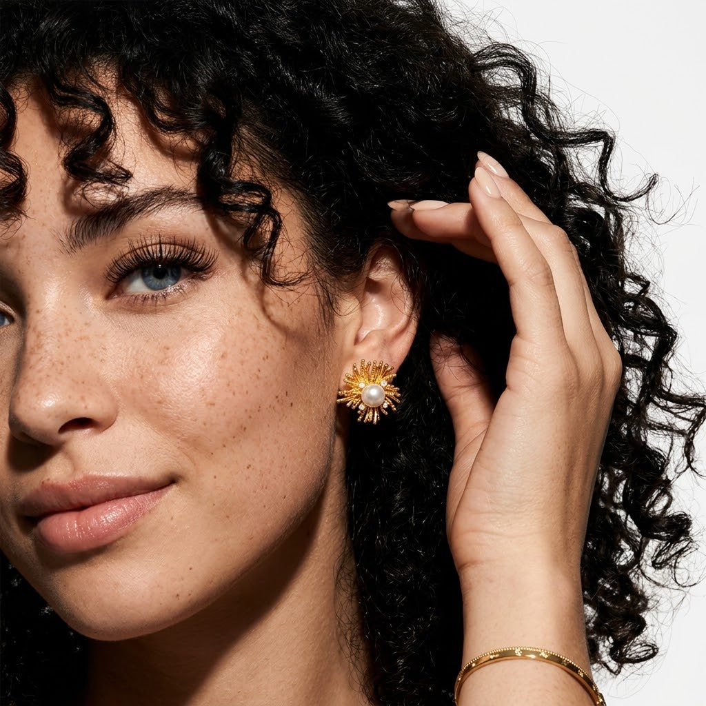 The Aurelia Baroque Pearl Sunburst Studs