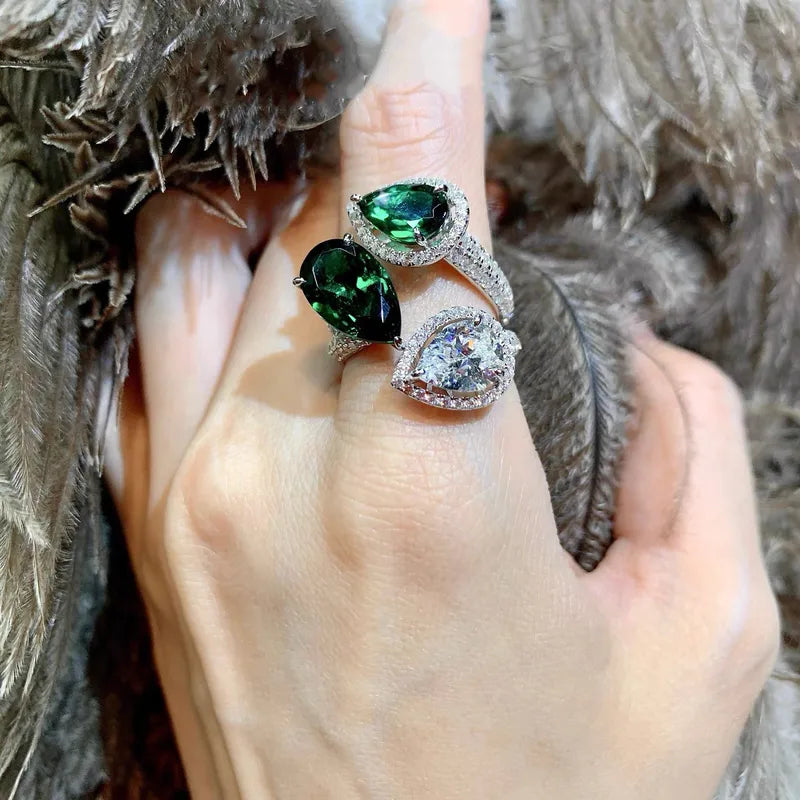 The Emerald Serpentine Triple Pear Statement Ring