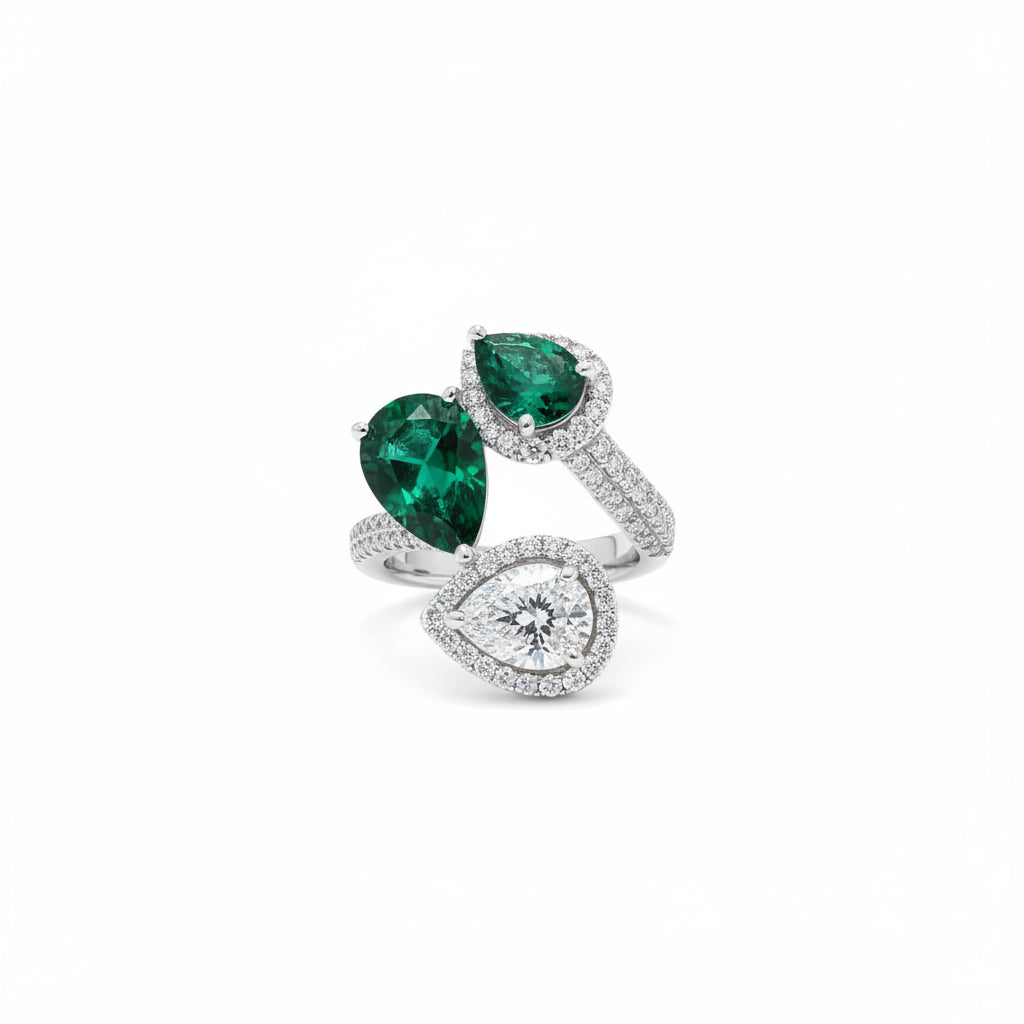 The Emerald Serpentine Triple Pear Statement Ring