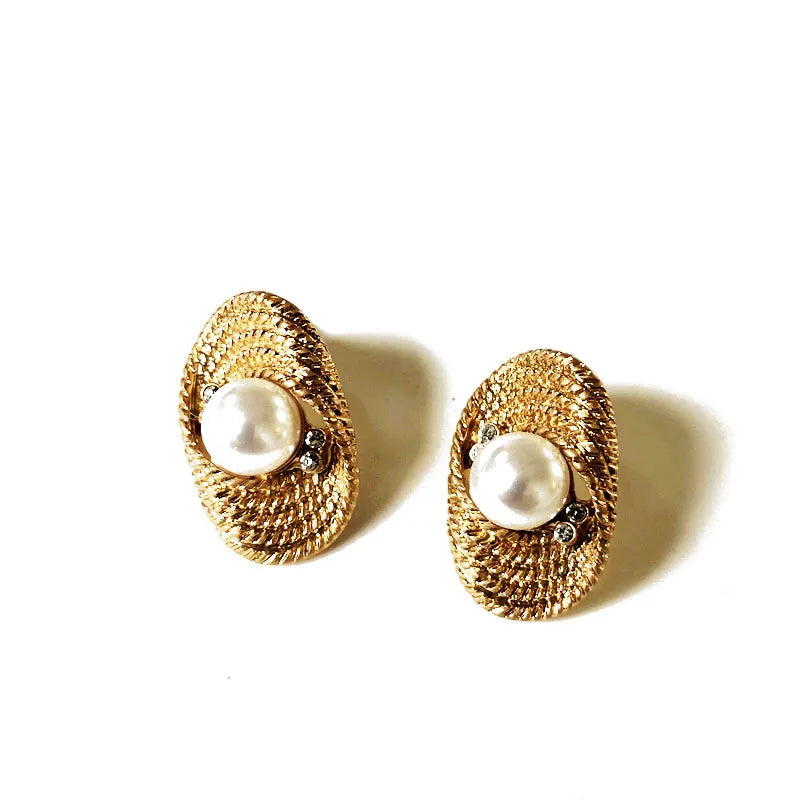 The Diana Vintage Woven Pearl Statement Earrings