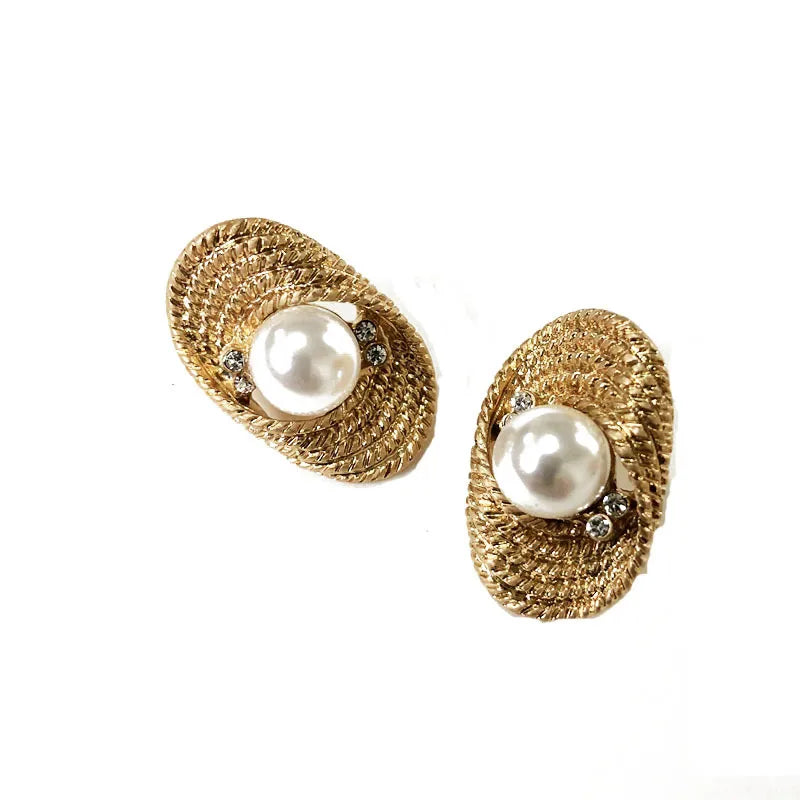 The Diana Vintage Woven Pearl Statement Earrings