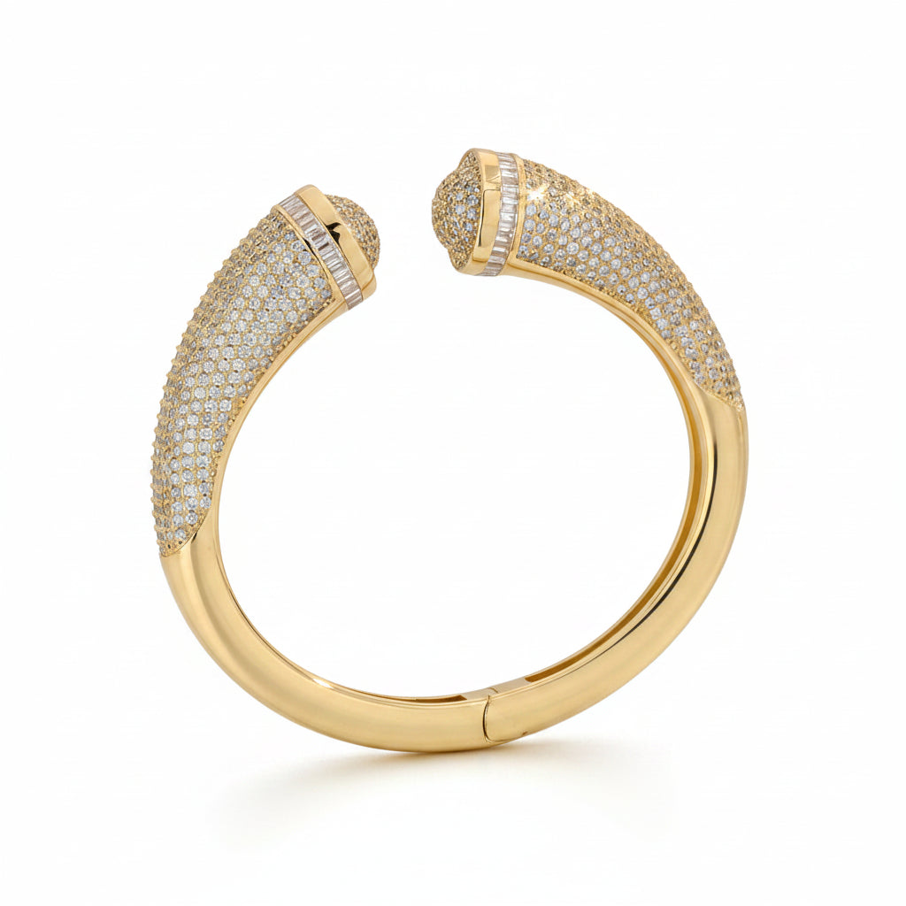 The Marquise 18K Gold Plated Full Pave Geometric Bangle