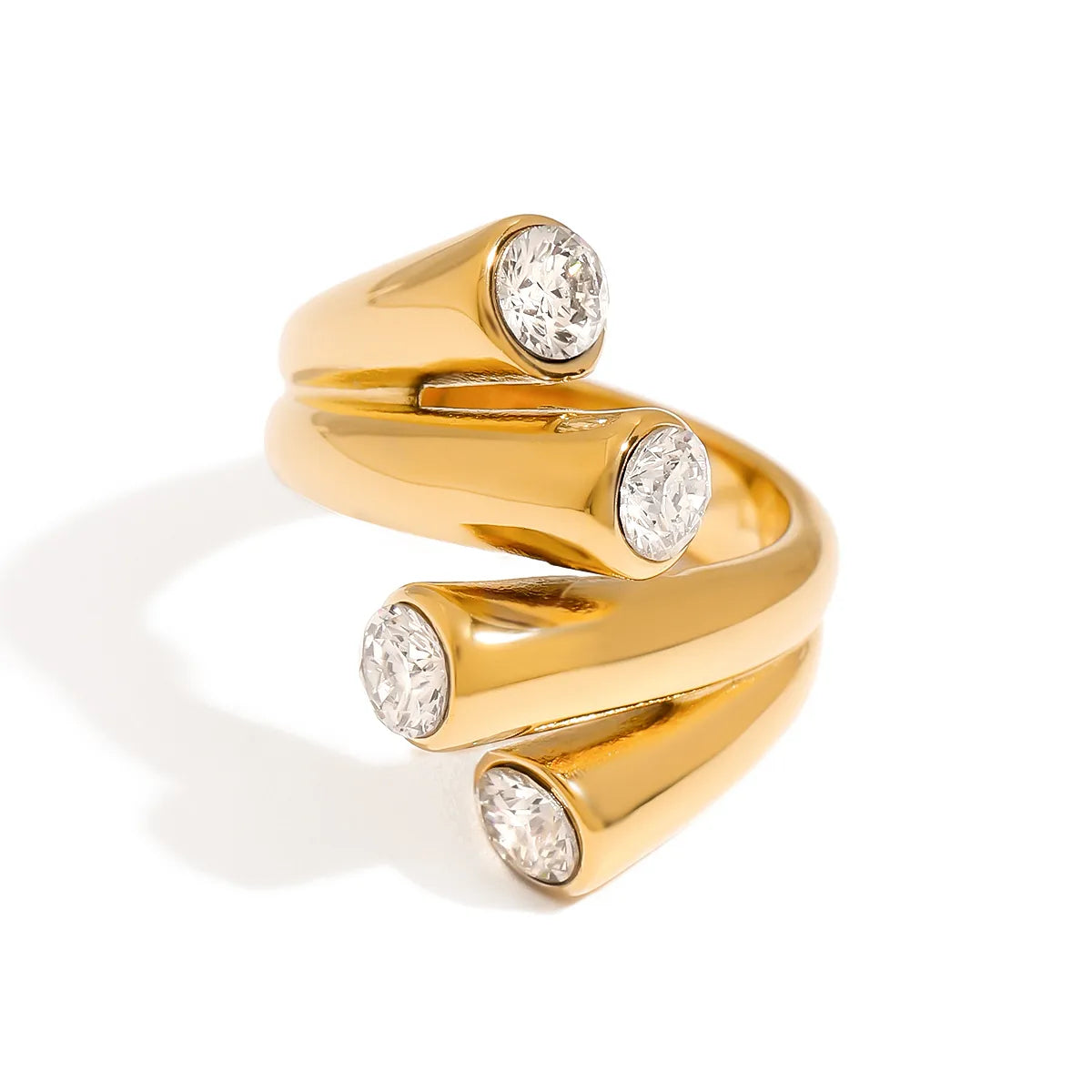 The Athena Waterproof 18K Gold Triple Spiral Statement Ring