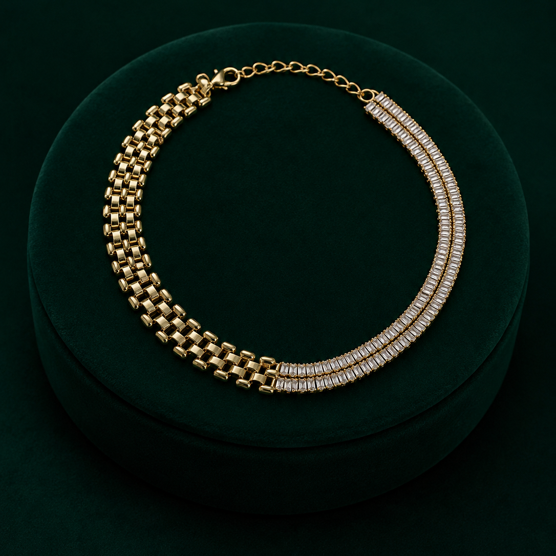The Verse PVD Gold Stitching Statement Choker