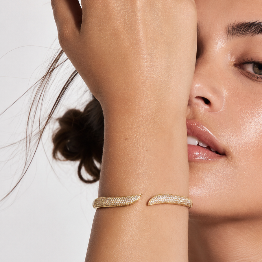 The Aurelia Pavé Zircon Tapered Crossover Bangle