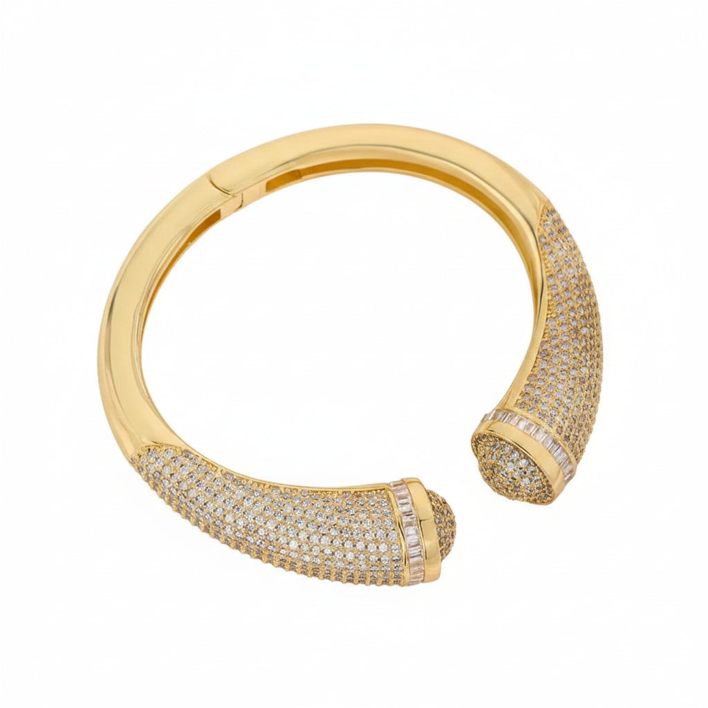 The Marquise 18K Gold Plated Full Pave Geometric Bangle