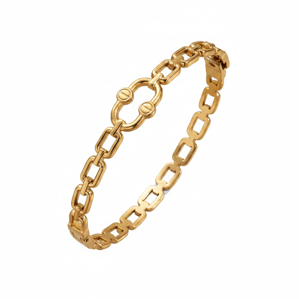 The Aurelia Screw-Link Bangle | 18K Gold PVD