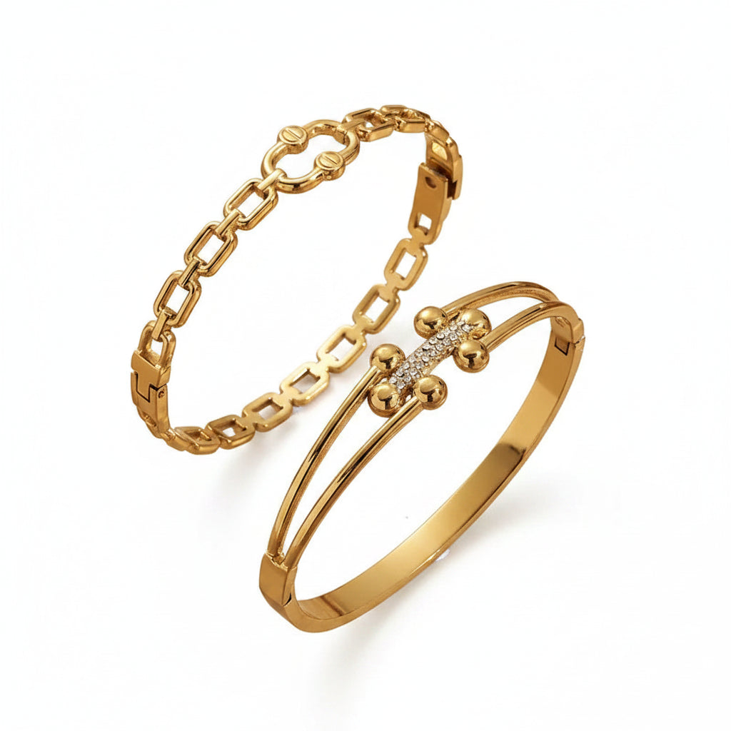 The Aurelia Screw-Link Bangle | 18K Gold PVD