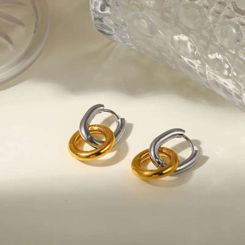 The Margot Waterproof Mixed-Metal Interlocking Hoops