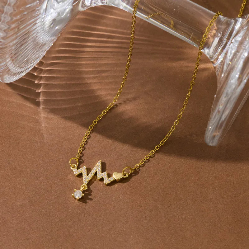 The Vitality Delicate Crystal Wave & Heart Pendant