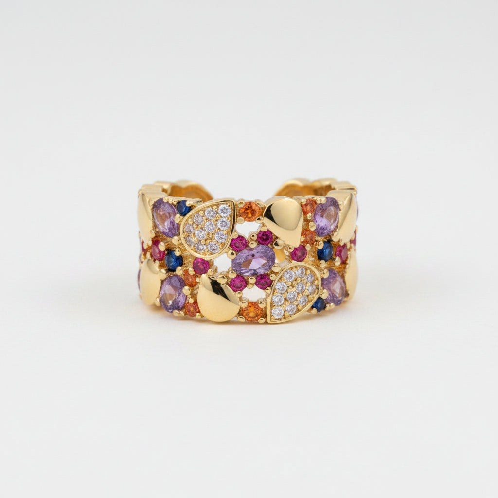 The Riviera Abstract Teardrop Pave Statement Ring