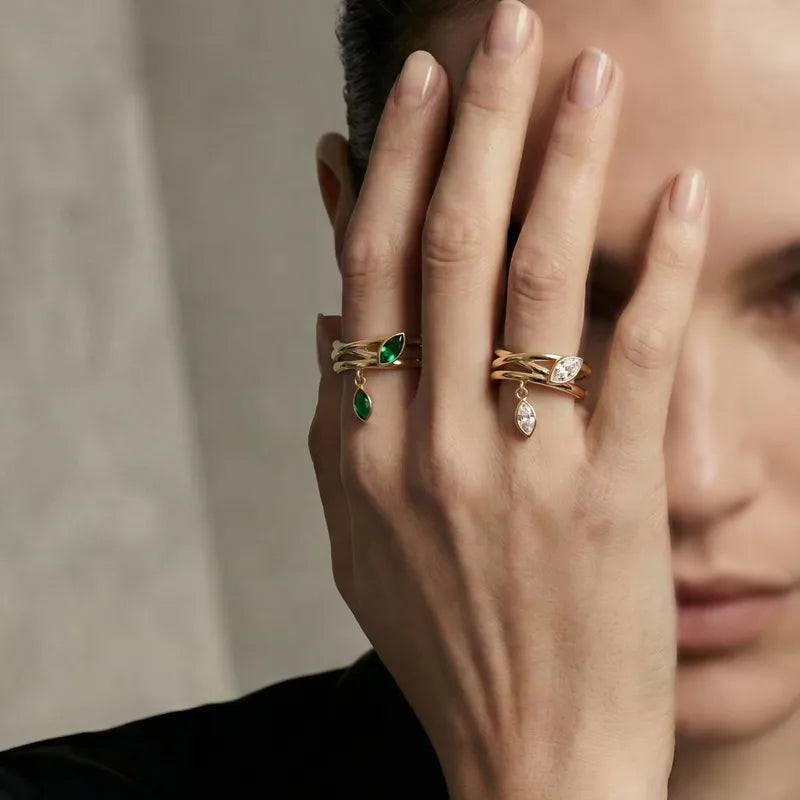 The Ivy Gold PVD Coated Multi-Layer Marquise Zircon Band