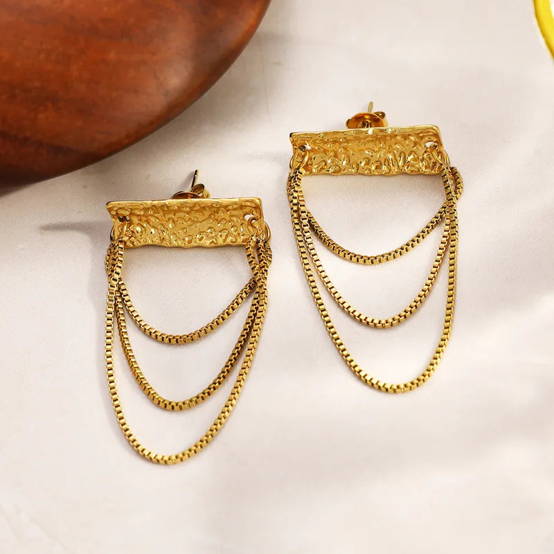 Tarnish-Free Stainless Steel Triple Layer Draping Tassel Drops