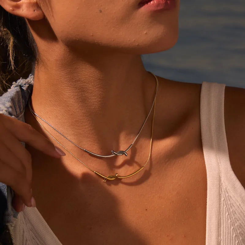 The Elodie Sculpted Infinity Knot Pendant Necklace