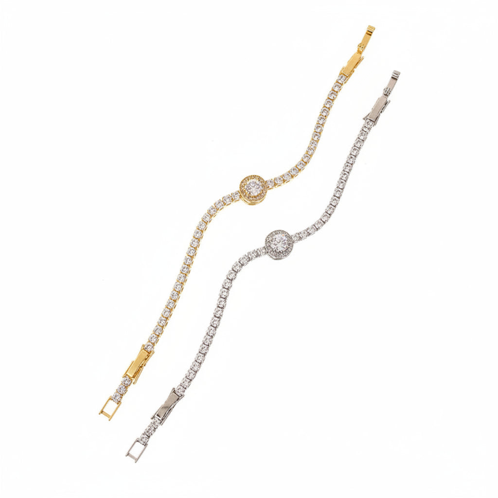 Amour Delicate Electroplated Round Pave Statement Bracelet