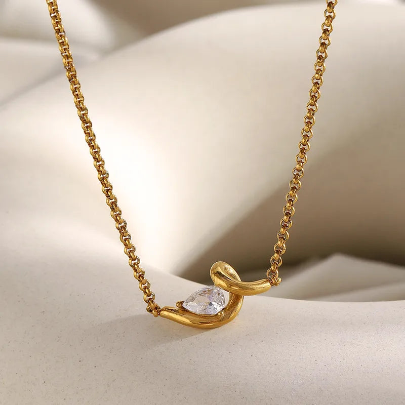 The Maeve Waterproof Abstract Wave Zircon Necklace