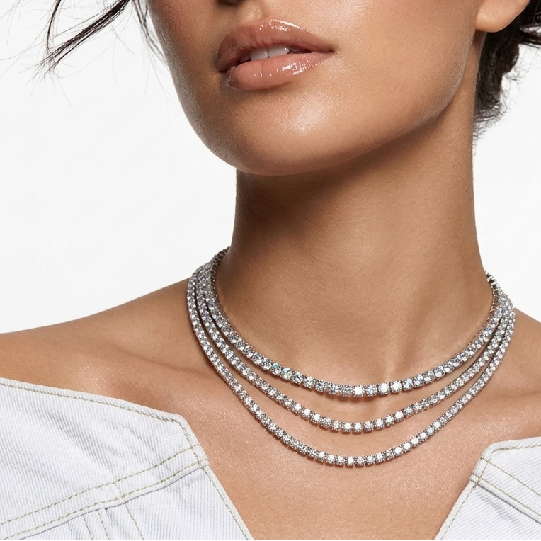 The Diamond-Cut 925 Sterling Silver Layering Tennis Necklace