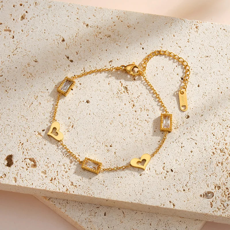 The Amora Geometric Heart & Zircon Bracelet