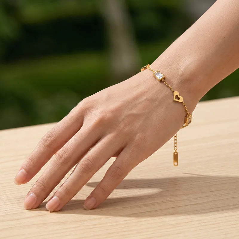 The Amora Geometric Heart & Zircon Bracelet