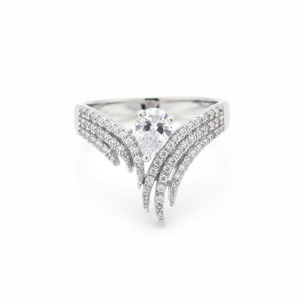 The Seraphina Pear-Cut Royal Chevron Ring