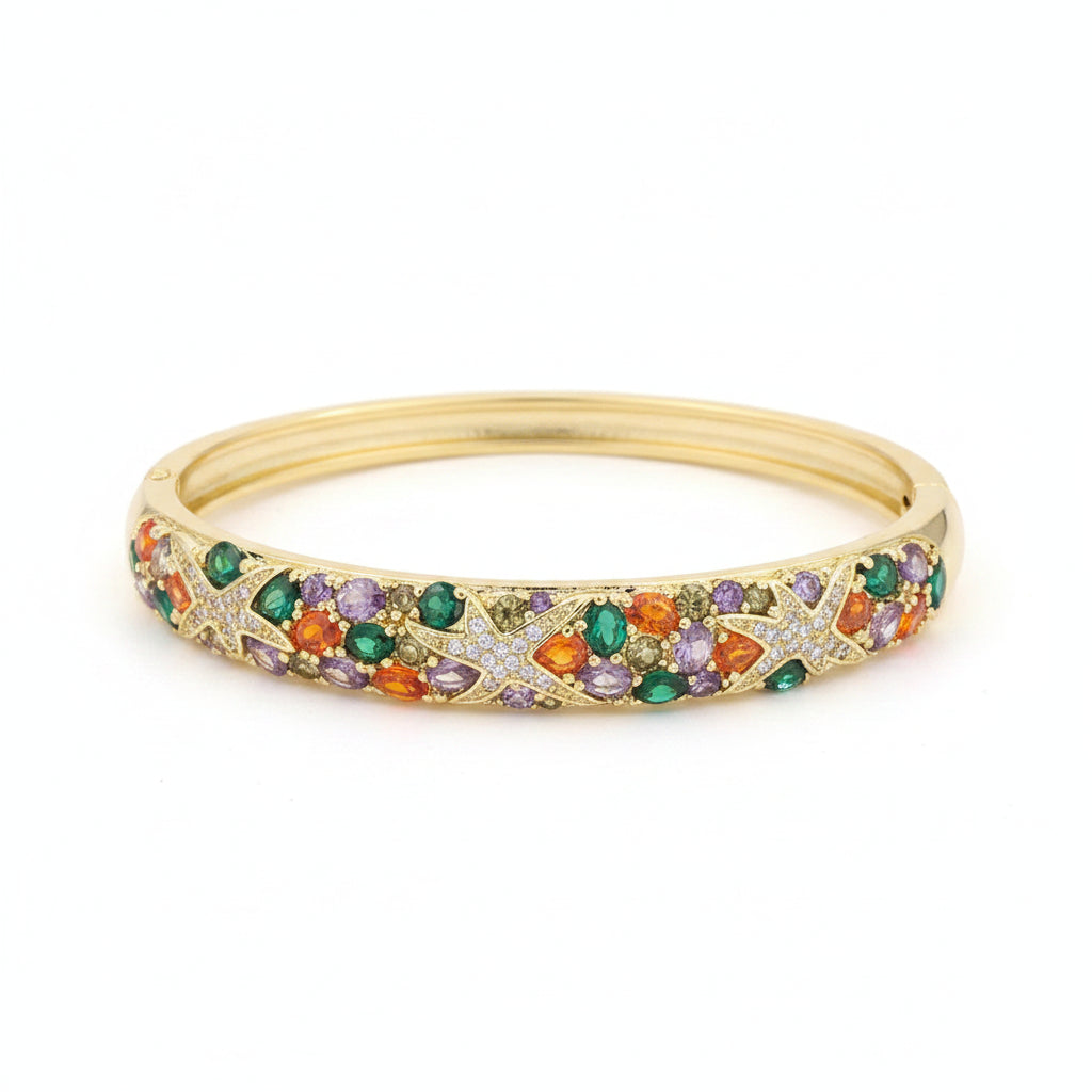 The Kaleidoscope Mosaic Bangle | Real Zircon Inlay