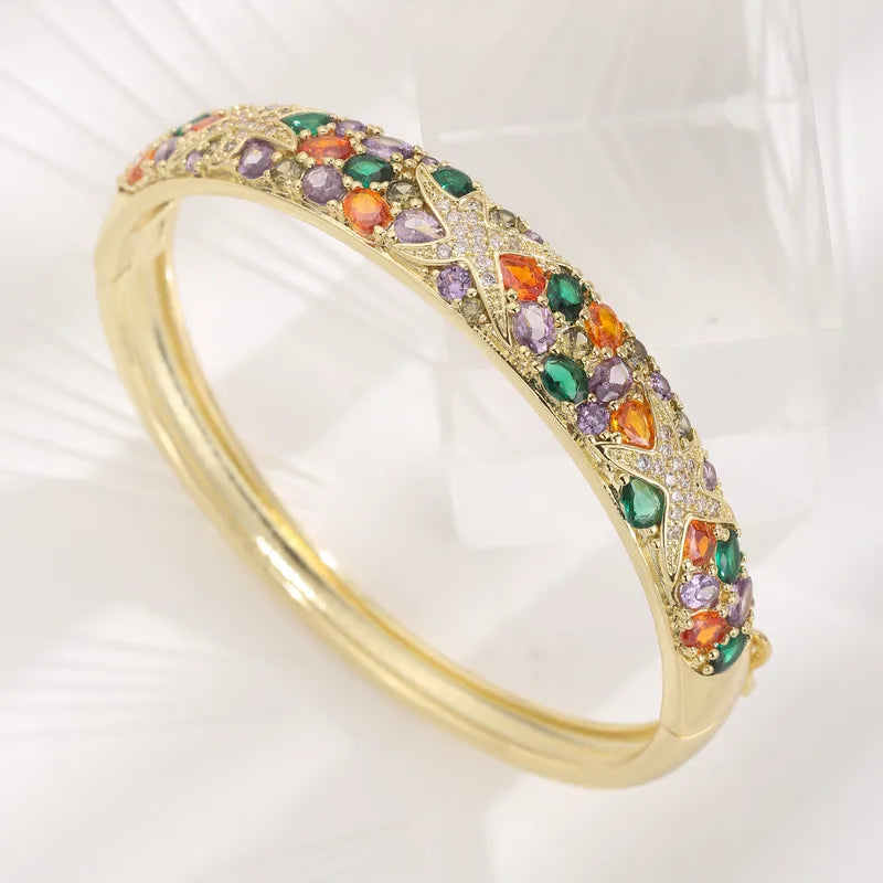 The Kaleidoscope Mosaic Bangle | Real Zircon Inlay