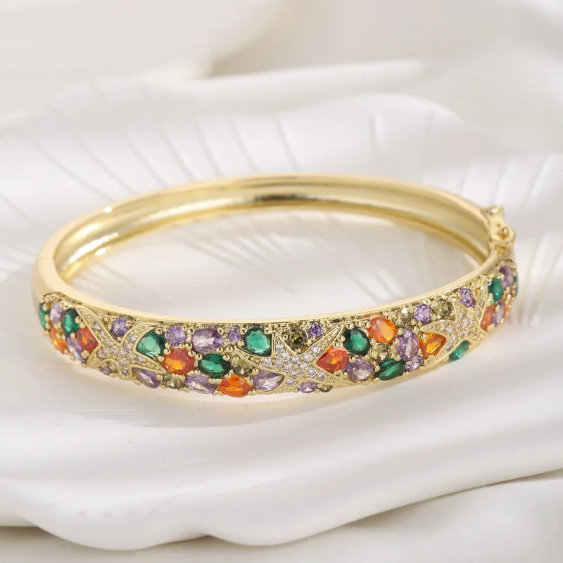 The Kaleidoscope Mosaic Bangle | Real Zircon Inlay