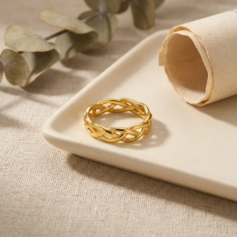 The Diana Gold PVD Coated Rectangular Black Onyx-Style Ring