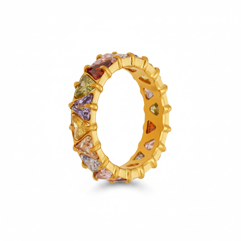 Tarnish-Free Stainless Steel Claw-Set Purple Zircon Statement Ring