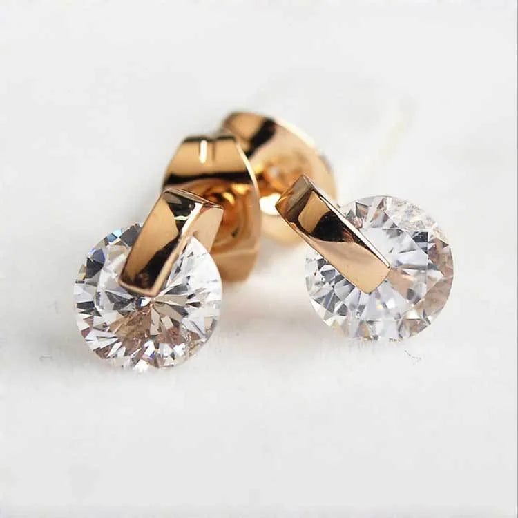 Brilliant-Cut Zircon Tension-Set Stud Earrings