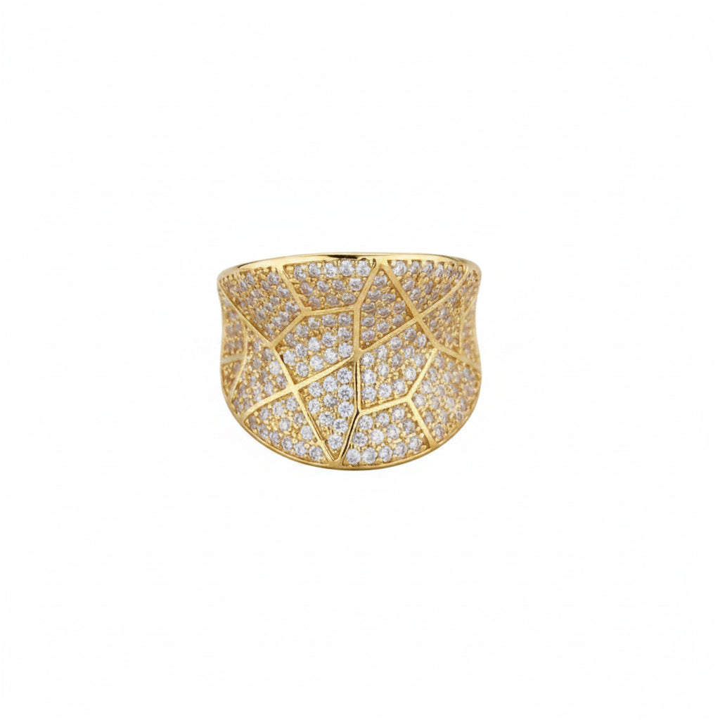 Riviera Geometric Micro-Pavé Lattice Cocktail Ring
